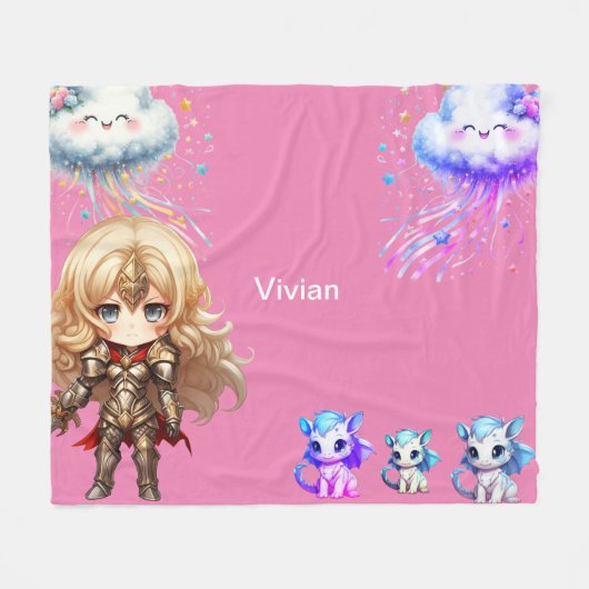 Nachtschützende Kinderdrachen Fleecedecke (Vorderseite (Horizontal))