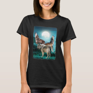 Nachtschwärmen auf dem Mondwolf-Wolf-Tierschrei T-Shirt