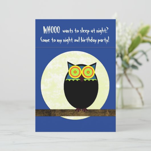 Nachtschwärmer Einladung zum Geburtstag (Stehend Vorderseite)