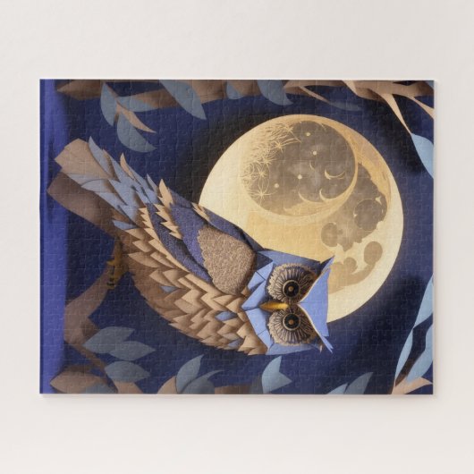 Nachtschwärmer im Baum, Holzmoon Papier blauer Pap Puzzle (Horizontal)