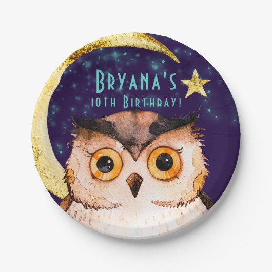 Nachtschwärmer Lila Schlaf-Epoche Slumber Geburtst Pappteller (Vorderseite)