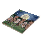 Nachtschwärmer schauen den Mond Starry 6" Tile Tri Fliese (Seite)