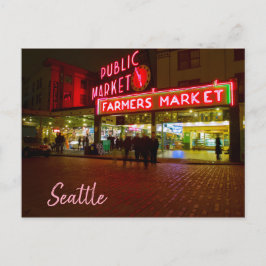 Nachtschwärmer Seattle Public Market Postkarte