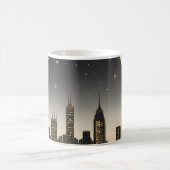 Nachtschwärmer-Skyline-Silhouette einer Stadt Kaffeetasse (Mittel)