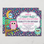 Nachtschwärmer Sleepover Geburtstagsparty Einladun Einladung (Vorne/Hinten)