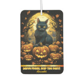 Nachtschwarze Katze mit Jack-o'-Laternen Autolufterfrischer (Vorderseite)