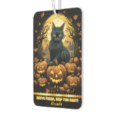 Nachtschwarze Katze mit Jack-o'-Laternen Autolufterfrischer (Links)