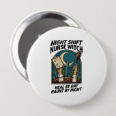 Nachtschwester-Hexe Retro-Halloween-T-Shirt Button (Vorne & Hinten)