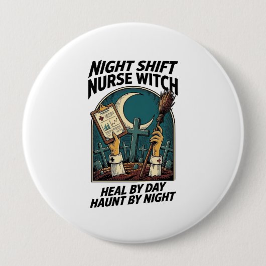 Nachtschwester-Hexe Retro-Halloween-T-Shirt Button (Vorderseite)