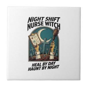 Nachtschwester-Hexen-Retro-Halloween-T-Shirt Fliese