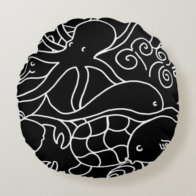 Nachtschwimmen Rundes Kissen (Vorderseite)