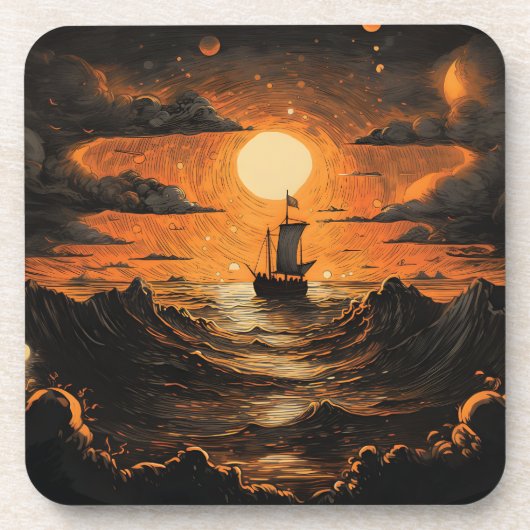 Nachtsegeln Getränkeuntersetzer (Vorderseite)