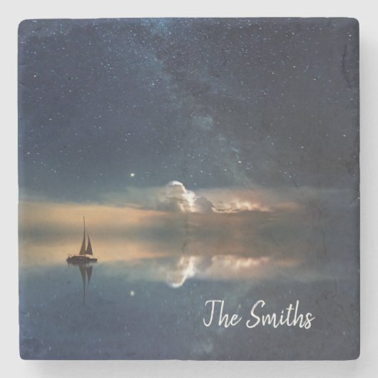 Nachtsegeln Steinuntersetzer (Vorderseite)