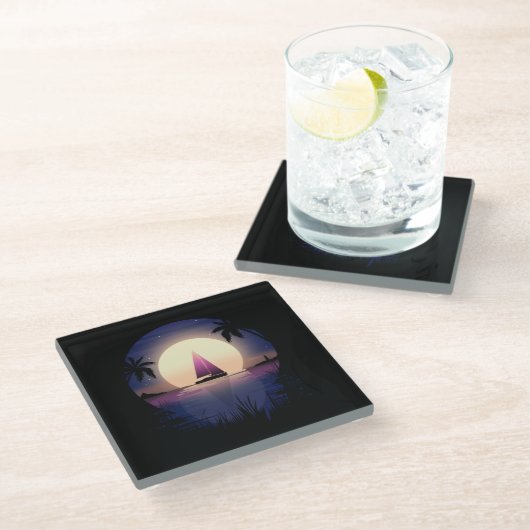 Nachtsegler Glasuntersetzer (Schrägansicht)