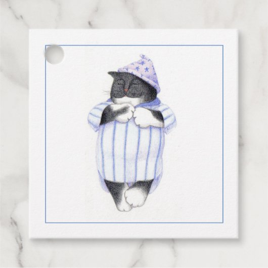 NACHTSHIRT CAT Square Geschenketiketten Geschenkanhänger (Vorderseite)