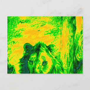 Nachtsicht-Löwe-Kunststoff-Fluoreszierender Druck Postkarte