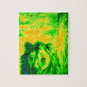 Nachtsicht-Löwe-Kunststoff-Fluoreszierender Druck Puzzle