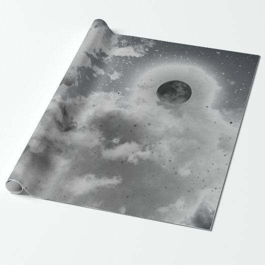 NACHTSKIER IN SCHWARZ UND WEISS GESCHENKPAPIER (Ungerollt)