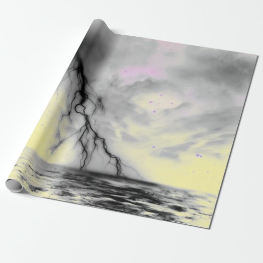 NACHTSKIFAHRT MIT SCHWARZER BELEUCHTUNG UND GELB GESCHENKPAPIER (Ungerollt)