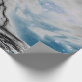 NACHTSKIFAHRT MIT SCHWARZER LICHTLAGE BLAUER MEERE GESCHENKPAPIER (Ecke)