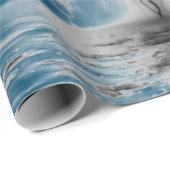 NACHTSKIFAHRT MIT SCHWARZER LICHTLAGE BLAUER MEERE GESCHENKPAPIER (Rolleneckpunkt)