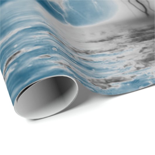 NACHTSKIFAHRT MIT SCHWARZER LICHTLAGE BLAUER MEERE GESCHENKPAPIER (Rolleneckpunkt)