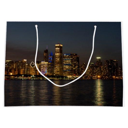 NachtSkyline Chicago Pano Große Geschenktüte (Vorderseite)