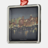 NachtSkyline "der Königin-Stadt von Silbernes Ornament (Links)