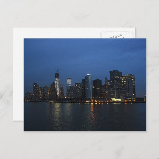 NachtSkyline New York City Manhattan Postkarte (Vorne/Hinten)