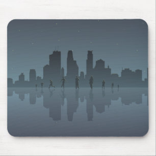 NachtSkyline u. -Silhouetten Mousepad