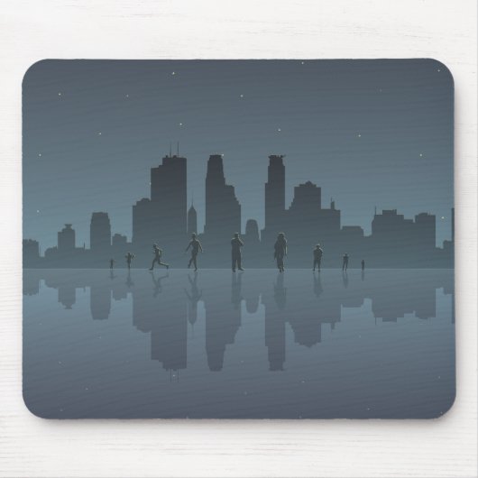 NachtSkyline u. -Silhouetten Mousepad (Vorne)