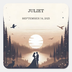 Nachtsonnenmoon Cloud Twilight Brautparty Quadratischer Aufkleber