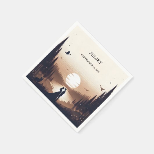 Nachtsonnenmoon Cloud Twilight Brautparty Serviette (Ecke)