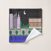 Nachtstadt Badhandtuch Set (Waschlappen)