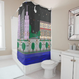 Nachtstadt Duschvorhang