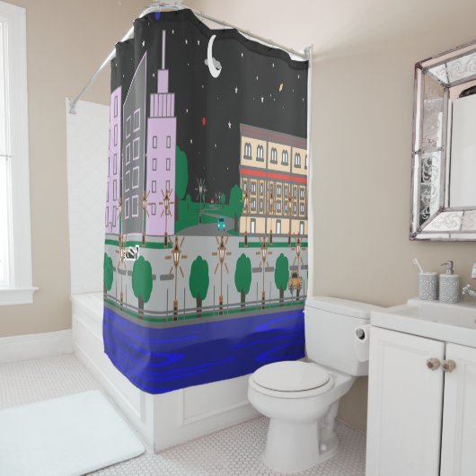 Nachtstadt Duschvorhang (Beispiel)