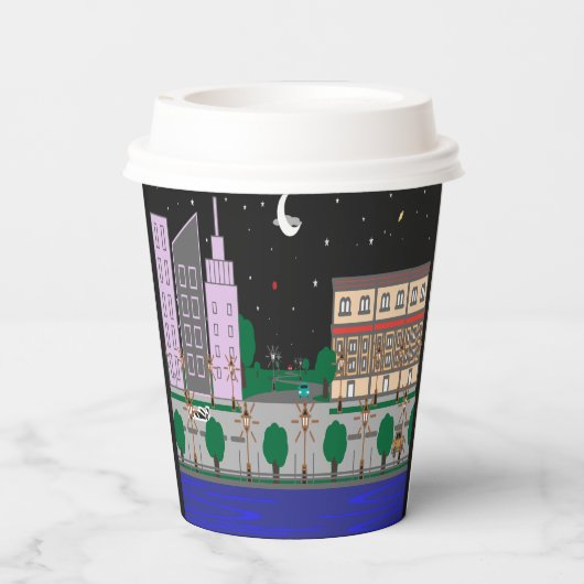 Nachtstadt Pappbecher (Rückseite)