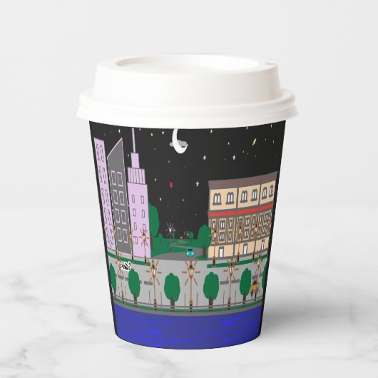 Nachtstadt Pappbecher (Vorderseite)