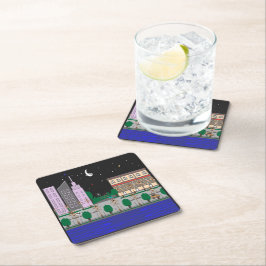 Nachtstadt Rechteckiger Pappuntersetzer