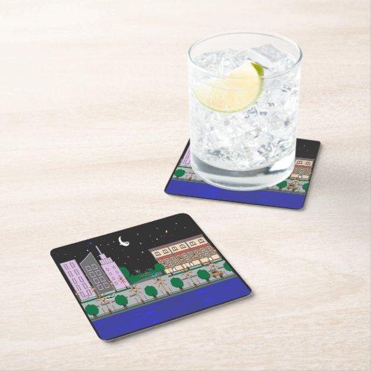 Nachtstadt Rechteckiger Pappuntersetzer (Vor Ort)