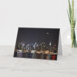 Nachtstadt-Skyline mit Sonnenfinsternis-Grußkarte Karte