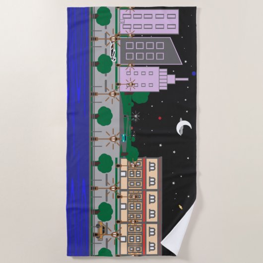 Nachtstadt Strandtuch (Vorderseite)
