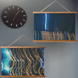 Nachtstadt Wandteppich Mit Holzrahmen