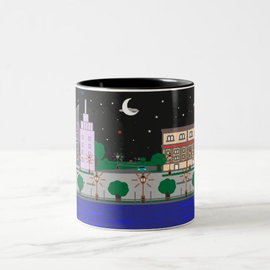 Nachtstadt Zweifarbige Tasse (Mittel)