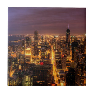 NachtStadtbild von Chicago Fliese