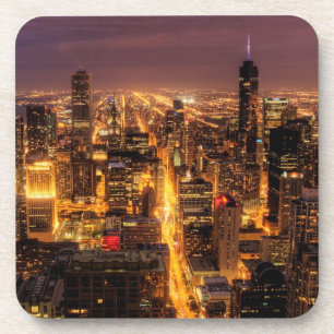 NachtStadtbild von Chicago Getränkeuntersetzer