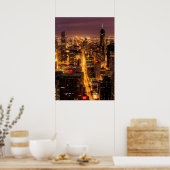 Nachtstadtbild von Chicago Poster (Küche)