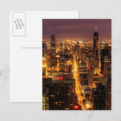 Nachtstadtbild von Chicago Postkarte (Vorne/Hinten)