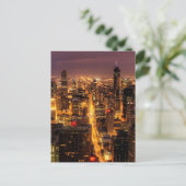 Nachtstadtbild von Chicago Postkarte (Stehend Vorderseite)