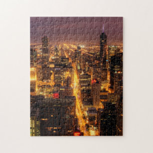 NachtStadtbild von Chicago Puzzle